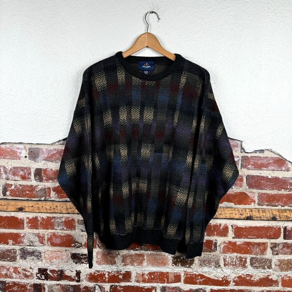 Vintage Ivy Crew Sweater Sz XL Multicolor Crewneck Pullover Grandpa Classic 90s